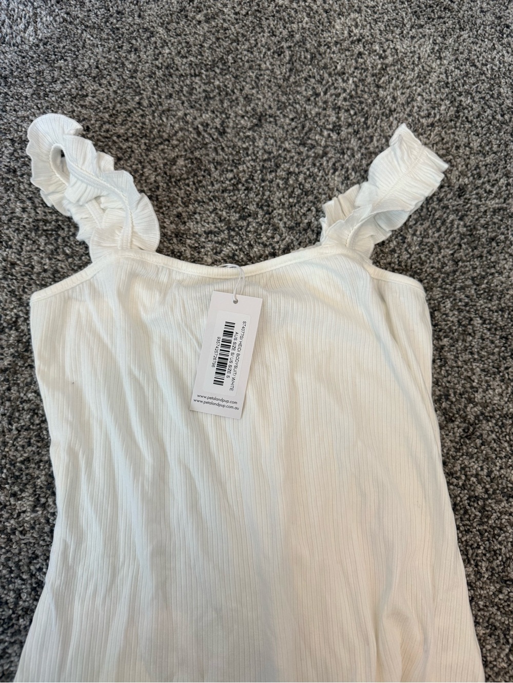 Women’s Ruffle Strap Ribbed Camisole - White
